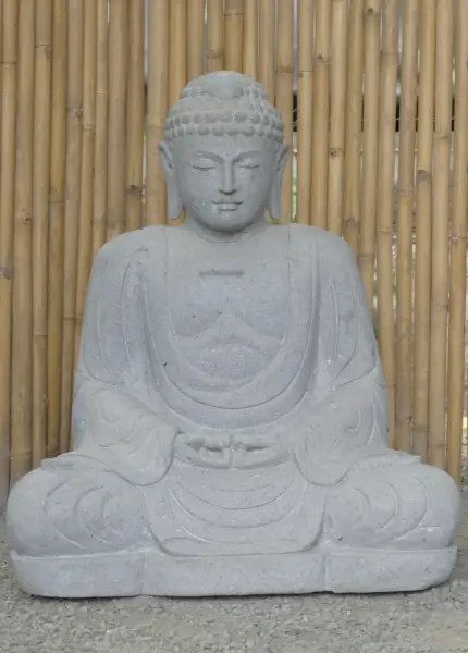 Product image of the product “Seated Japanese Buddha made of Riverstone in Dhyana position - gesture of meditation, H. 99cm ”